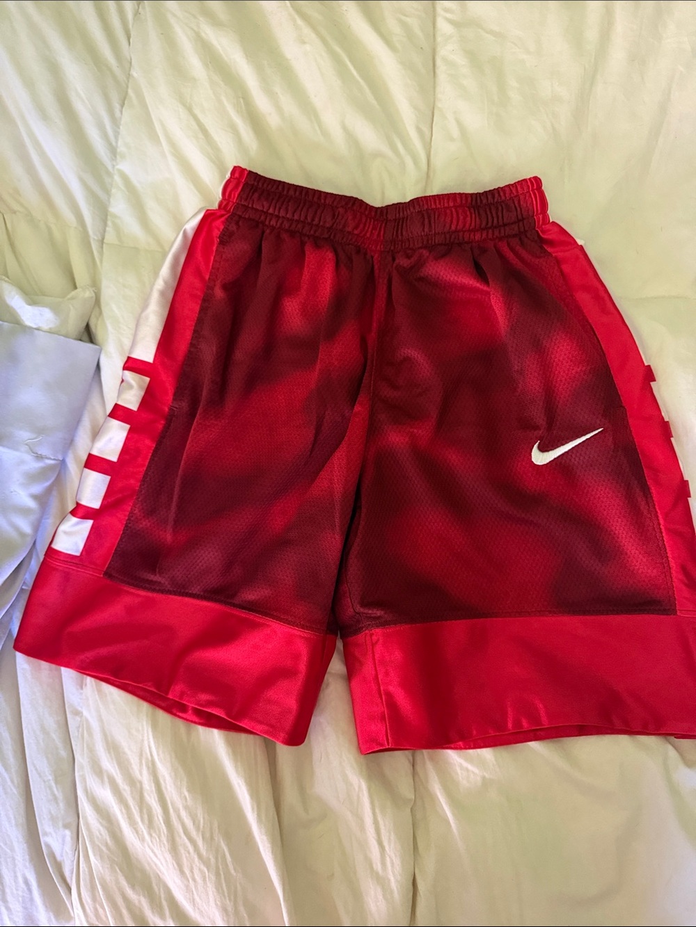 Nike Red Boys' Mesh Basketball Shorts with White Swoosh